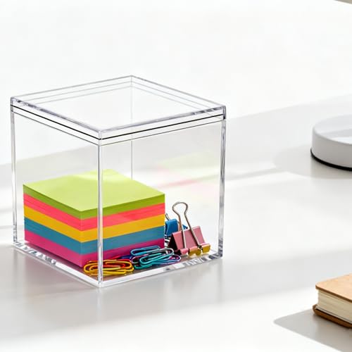 KissYou Acrylic Box with Lid 2 Pieces Clear Square Cube Jewelry Storage Box Small Plastic Containers for Weddings, Candies & Accessories - size: 2.95 x 2.95 x 2.95 Inch