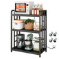METYERRY Bakers Rack with Power Outlet,Adjustable Microwave Stand with Storage,3-Tier Kitchen Shelves,Microwave cart Suitable for Kitchen,Dinning Room,Coffee Bar,Living, Black - color: Black