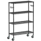 Folews 4-Tier Storage Shelving Unit with Wheels, Metal Rolling Storage Shelves NSF Adjustable Layer Steel Rack Shelf, Wire Shelving Storage for Kitchen Garage Pantry Office, Black (14D x 36W x 57H) - size: 4-Tier