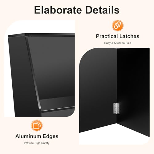 47.75" Foldable Portable Event Bar Cabinet - Mobile Bartending Station with Top & Middle Shelves, Strong Load Capacity, Complete Accessories for Parties, Picnics, Barbecues & Catering (Black)