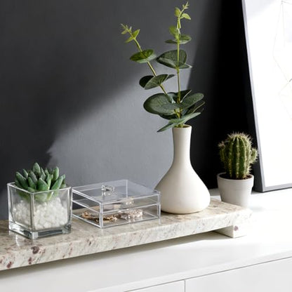 Marble Tray Pedestal Stand, 16"x4" Marble Vanity Tray with Feet for Bathroom Counter, Rectangular Marble Riser for Kitchen Sink, Soap Dispenser Perfume Jewelry Stone Organizer (River White) - color: River White