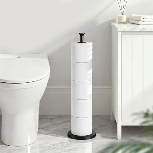 Toilet Paper Holder Stand(with Reserve Function), Free-Standing Spare Rolls Storage Holder, Stainless Steel, Modern Design - color: Matte Black