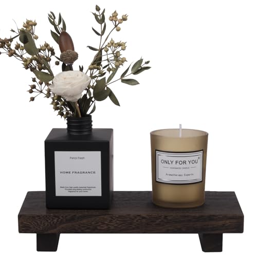 Wood Bathroom Tray Farmhouse Decor Kitchen Soap Holder 8.7"x3.6" Dark Brown | Waterproof, Lightweight, Easy Clean, Small Wooden Riser Pedestal Stand Accessories for Office Desk, Vanity, Counter, Sink - color: Dark Brown, size: 8.7" x 3.6" x 1.6"