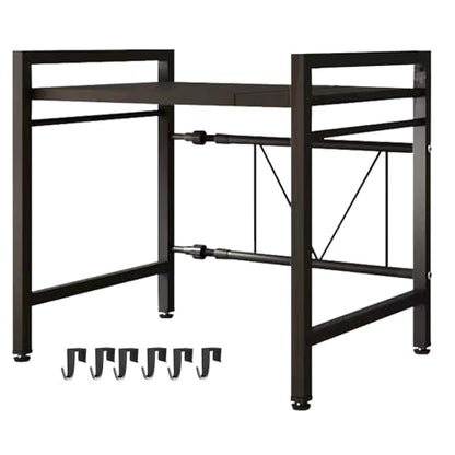 Microwave Oven Rack, Microwave stand,Adjustable Shelf with 6 Hooks Microwave Shelf, Microwave Rack, Extendable Kitchen Microwave Stand, Microwave Stand with Storage (shelf 001)