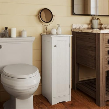 RiverRidge Ashland Slim Linen Cabinet - White - Narrow Cabinet for Bathroom Slim Storage with 2 Adjustable Shelves for Small Spaces