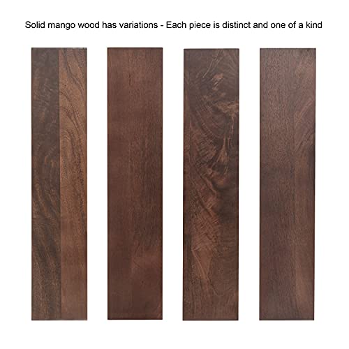 Kate and Laurel Teo Transitional Round Mango Wood Drink Table, 8 x 8 x 22, Walnut Brown and Black, Modern Sculptural Bedroom Nightstand with Unique Pedestal Table Design for Use as Indoor Plant Stand - color: Black/Walnut Brown