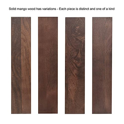 Kate and Laurel Teo Transitional Mango Wood Drink Table, 8 x 8 x 22, Walnut Brown and Natural Travertine, Sculptural Bedroom Nightstand with Unique Pedestal Table Design for Use as Indoor Plant Stand - color: Walnut Brown