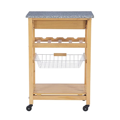 Linon Kitchen Island Granite Top, 33.88" x 22.8" x 15.63", Natural - color: Daa, style: Whitney