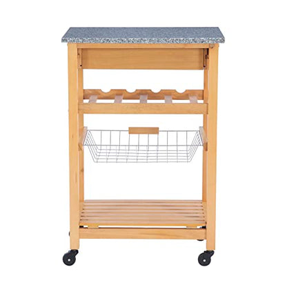 Linon Kitchen Island Granite Top, 33.88" x 22.8" x 15.63", Natural - color: Daa, style: Whitney