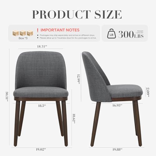 COLAMY Upholstered Dining Chairs Set of 6, Modern Kitchen Chairs with Back, Wood Side Dining Room Chairs for Kitchen, Dining Room, Restaurant, Light Grey - color: Light Grey, size: Set of 6