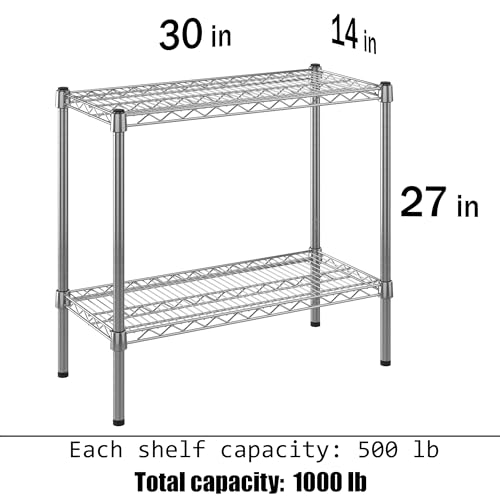 14" Deep x 30" Wide x 27" Height Wire Shelving Kit | 2-Tier | NSF Commercial Storage Rack Unit - size: 14" Deep x 30" Wide