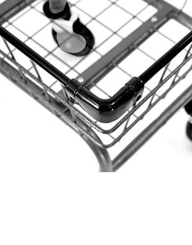 Laundry Cart Grey Powder Coated with Double Pole Rack, 1.5-Bu (Red, Black, Blue Trim) (Black) - color: Black