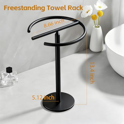 Stainless Steel Matte Black Hand Towel Stand, 13 Inch | Freestanding Countertop, For Bathroom Vanity Kitchen, Holds 2 Towels, Rust-Resistant, Easy Install - color: Matte Black