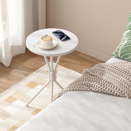 TUTOTAK Small Round End Table, Mini Side Table, Drink Table, Pedestal Table | for Small Spaces, Accent Nightstand, livingroom, Bedroom, White TB01BW098 - color: White, size: 1 Pack, style: Triangle