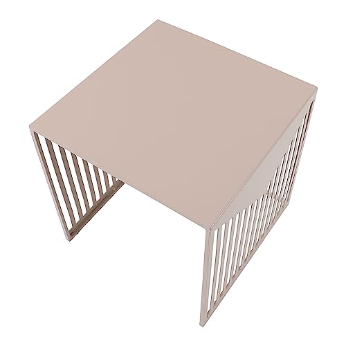 LeisureMod Mid-Century Design Square Side/End Table, Steel Powder Coated Finish, Perfect for Modern and Contemporary Living Space, Brown - color: Brown