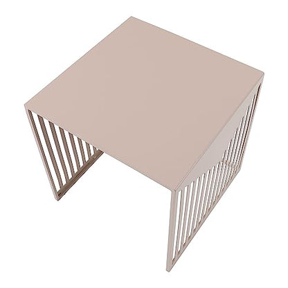LeisureMod Mid-Century Design Square Side/End Table, Steel Powder Coated Finish, Perfect for Modern and Contemporary Living Space, Brown - color: Brown