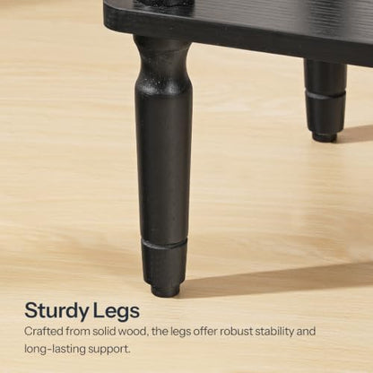 HOOBRO End Table, 2-Tier Small Side Table with Spindle Legs, Nightstand with Storage Shelves, Sofa Side Table, for Small Space, Living Room, Bedroom, Black BK189BZ01 - color: Black
