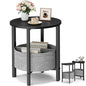 Vagusicc Small Round Side Table End Table, Tall Accent Table with Storage Basket, Set of 2 Half Round Tables Half Moon Tables, Coffee Bedside Tables, Modern Nightstand for Living Room Bedroom, Black - color: Black