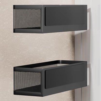 2-Pack Magnetic Shelves Laundry Room Organization | Strong Magnet Organizer,Tall Guardrails to Prevent Falling, For Washing Machine, Refrigerator, Kitchen & Pantry