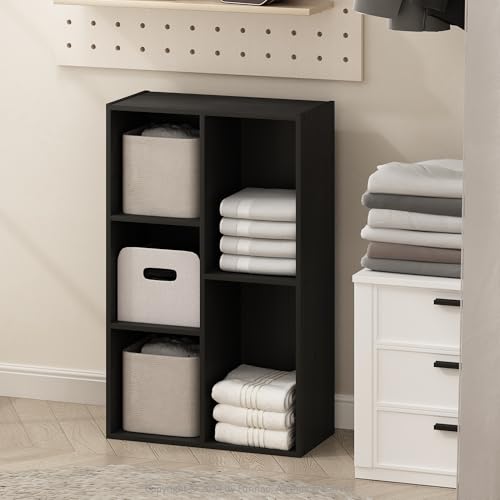 Furinno Reed Closet Organizers and Storage, 5-Cube Reversible Closet Shelves, Closet Organization Shelf, 9.4 x 19.5 x 31.5, for Bedroom, Closet, Blackwood - color: Blackwood, size: 5-Cube