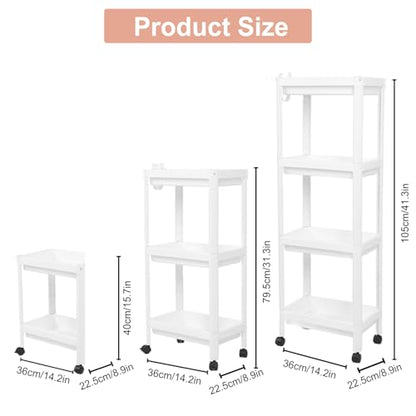 Tissting Bathroom Storage Rack 2-Tier, Plastic Freestanding Shelf | Multifunctional Organizer | Living Room & Bedroom & Kitchen | Space Saver(2 layers (with wheels)) - color: 2 Layers (With Wheels)