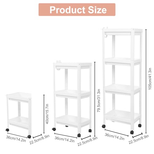 Tissting Bathroom Storage Rack 3-Tier, Plastic Freestanding Shelf | Multifunctional Organizer | Living Room & Bedroom & Kitchen | Space Saver(3 layers (with wheels)) - color: 3 Layers (With Wheels)