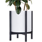 D'vine Dev Plastic Pot with Ebony Wood Stand, White, 14 in, 55-C-T-1 | Mid-Century Inspired Design, Elevated Plant Display, Clean Lines, Sturdy Support, Modern Space-Saving Style - color: Matte White Pot + Ebony Stand, size: 14 Inch