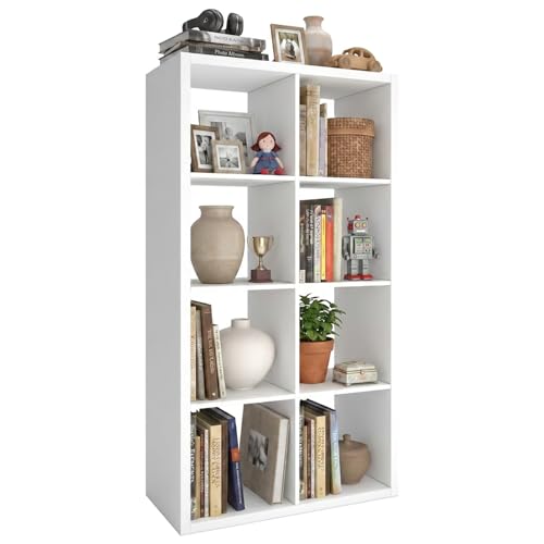 WannabeMyself【2026 Wooden Thick Frame】 8 Cube Storage Organizer with Anti-Tipping Kits, Reversible Open Back Book Shelf,Bookcase for Living Room,Bedroom,Entrance Hall,Office,11.6×48×24.6,White - color: White, size: 8 cube (11inch)
