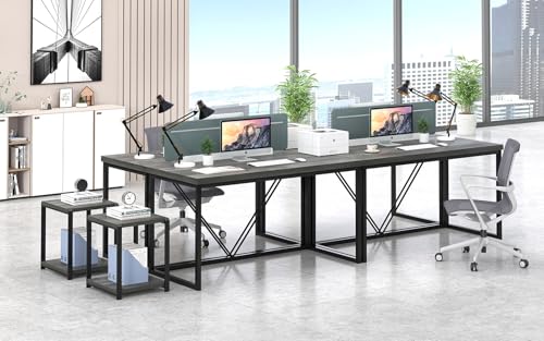 EXCEFUR Modern Home Office Desk, Wood and Metal Computer Desk, Industrial Writing Study Gaming Table for Living Room Bedroom, Rustic Grey, 53 inch - color: Grey, size: 53 inch