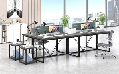 EXCEFUR Modern Home Office Desk, Wood and Metal Computer Desk, Industrial Writing Study Gaming Table for Living Room Bedroom, Rustic Grey, 53 inch - color: Grey, size: 53 inch