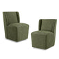 KISLOT Upholstered Dining Chairs Set of 2 with Casters, Wingback Modern Side Armless Deskchair with Rollers for Diningroom Bedroom Livingroom Reading Room, Green Fabric - color: A Green Fabric, size: Set of 2