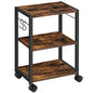 MAHANCRIS Printer Stand, 3-Tier Under Desk Rolling Cart with Storage Shelf, Heavy Duty Printer Table with Wheels for Home and Office, Printer Shelf with 2 Hooks, Small Spaces, Rustic Brown PTHR4001Z - color: Rustic Brown