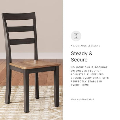 Signature Design by Ashley Gesthaven Solid Wood Frame Dining Chair, Set of 2, Natural/Brown - color: Light Brown & Dark Brown