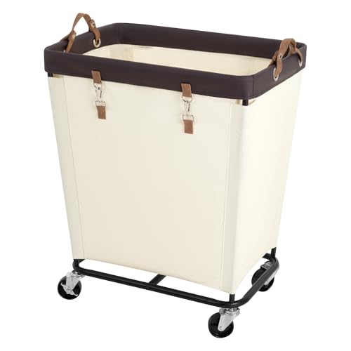 StorageWorks 210L Laundry Basket with Wheels, Rolling Hampers for Clothing - color: Beige, size: 210L