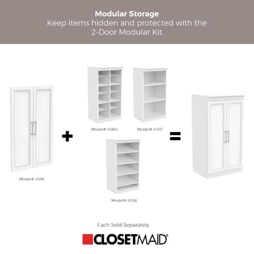 ClosetMaid Modular Storage Shelf Unit with 12 Adjustable Shelves & Dividers, White - color: White