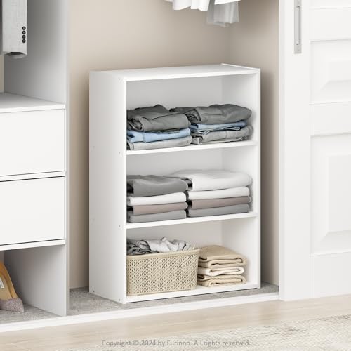 Furinno Reed Closet Organizers and Storage, 3-Tier Reversible Closet Shelves, Closet Organization Shelf, 9.7 x 23.7 x 31.5, for Bedroom, Closet, Plain White - color: Plain White, size: 3-Tier, 23.7"W