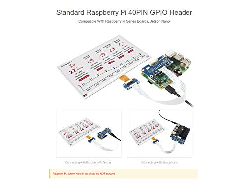 Waveshare 7.5inch E-Paper E-Ink Display HAT Compatible with Raspberry Pi 5/4B/3B/Zero/Zero W/Zero 2W/Pico/Pico W/Pico WH, 800×480 Pixels Red/Black/White Three-Color SPI Interface