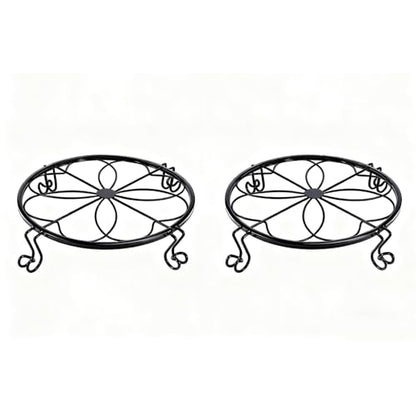 2 Pack Heavy Duty Metal Plant Stands, 10 Inch Round Flower Pot Holders, Rustproof Iron Planter Risers for Indoor Outdoor Use, Patio, Balcony, Garden and Living Room, Black(10IN2PCS) - size: 10 inch - 2 pack