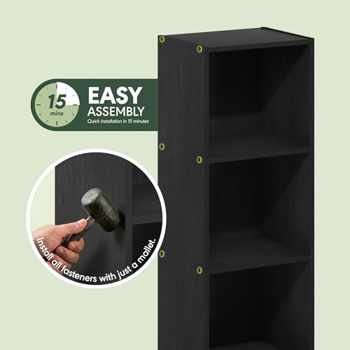 Furinno Pasir 3-Tier No Tool Assembly Open Shelf Bookcase, Blackwood - color: Blackwood, size: 3-Tier Cube No Tool