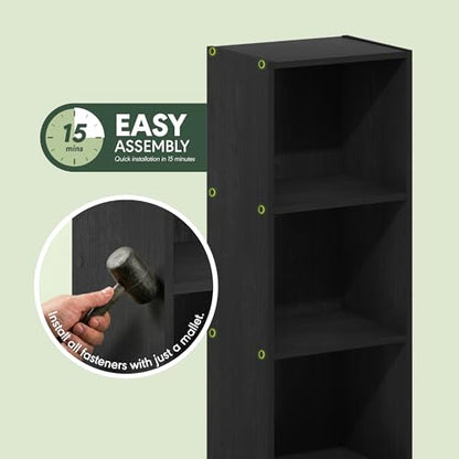 Furinno Pasir 3-Tier No Tool Assembly Open Shelf Bookcase, Blackwood - color: Blackwood, size: 3-Tier Cube No Tool
