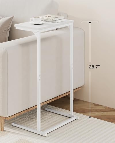 TUTOTAK C Shaped End Table, Small Side Table, Set of 2, 28.7 inch Tall Couch Table, Sofa Table, Living Room, Bed Room, White TB01BW0712 - color: White