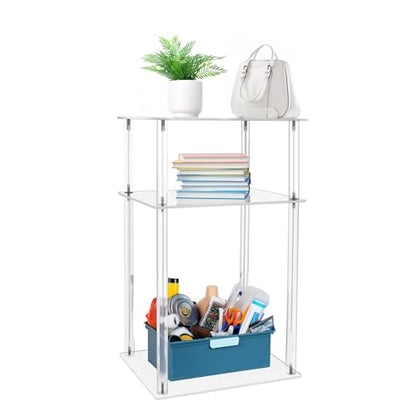 Jusalpha 3-Tier Heavy Duty Acrylic End Tables, Small Nightstand/Side Table for Living Room, Bedroom, Home Accent Side Table, 14''x 11.5''x 23.2'' - size: 3 Tier