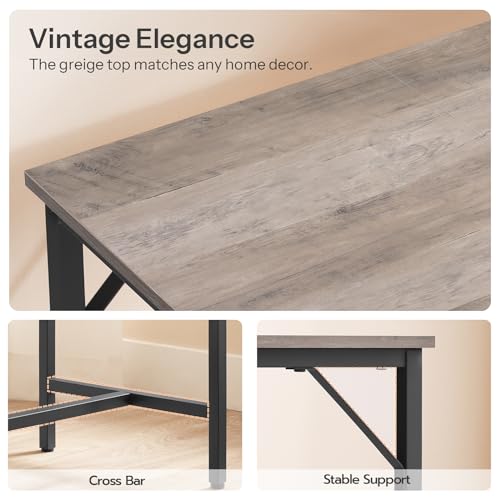 HOOBRO Bar Table with Charging Station, Rectangular Pub Table, High Top Coffee Table, Counter Bar Height Table, Narrow Long Dining Table, 35.4" L x 15.7" W x 35.6" H, Greige BG90UBT01 - color: Greige + Black