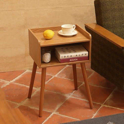 MaxSmeo Nightstands Set of 2, Mid Century Modern Side Table Bedroom with Storage, Small End Bedside Table Set of 2 with Solid Wood Legs for Living Room, Office Small Spaces (Brown) - color: 2 Pack Modern Brown
