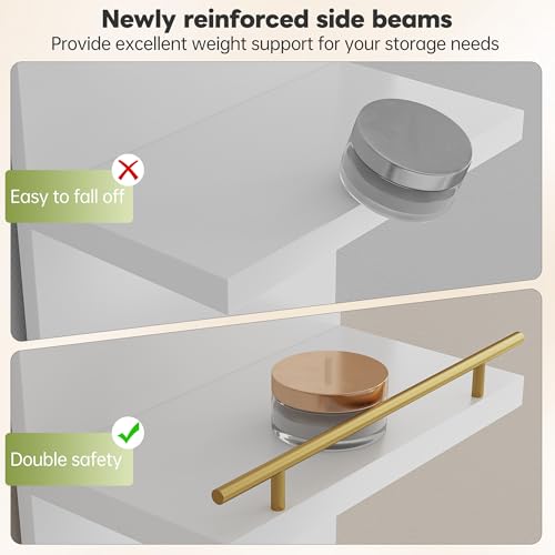 REIBII 6 Tier Wall Shelf Unit, White Lack Shelf, Vanity Floating Shelves with LED Light, Versatile Floating Shelves for Bedroom, Living Room, Office ﻿ - color: White, size: 6 Tier (1-Pack)