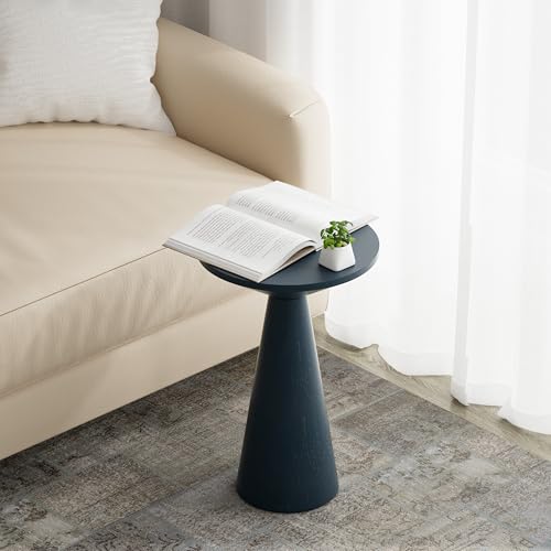 COZAYH Small Pedestal End Table Round Farmhouse Martini Table Wood Plant Stand Rustic Drink Table for Small Space Living Room, Dark Blue - color: Dark Blue
