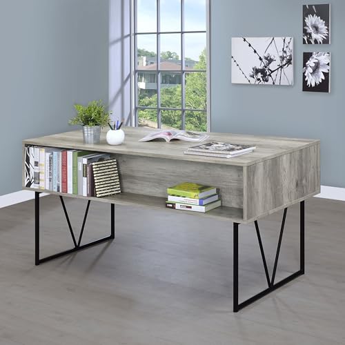 Coaster Home Furnishings Analiese Rustic 63-Inch 4-Drawer Home Office Computer Writing Desk Study Table with Storage Engineered Eco-Friendly Wood Look Laminate Sturdy Steel Grey Driftwood 801999 - color: Grey