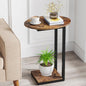 Hosfais Side Table Small End Table, C-Shaped Wood Sofa Table with Metal Frame for Living Room, Bedroom, Small Spaces (Rustic Brown) - color: Rustic Brown, size: Oval