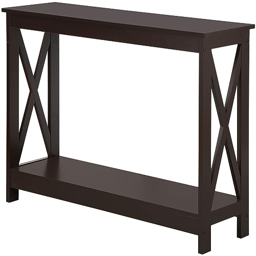 Nouva 2-Tier Narrow Console Sofa Side Table Wall Table for Hallway Foyer Table Sofa Tables Long Accent Table for Living Room,Espresso - color: Espresso