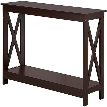 Nouva 2-Tier Narrow Console Sofa Side Table Wall Table for Hallway Foyer Table Sofa Tables Long Accent Table for Living Room,Espresso - color: Espresso